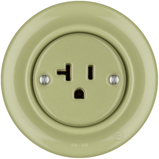 PORCELAIN WALL SOCKET MOSS GREEN USA 20 AMP - DYKE & DEAN