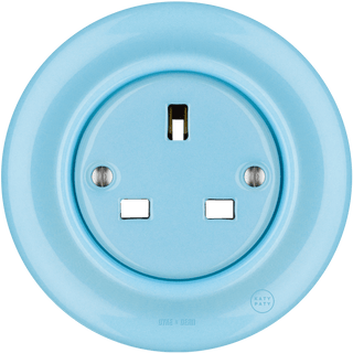 PORCELAIN WALL SOCKET UK PASTEL BLUE - DYKE & DEAN