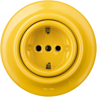 PORCELAIN WALL SOCKET YELLOW SCHUKO - DYKE & DEAN