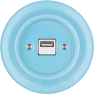 PORCELAIN WALL USB CHARGER PASTEL BLUE - DYKE & DEAN