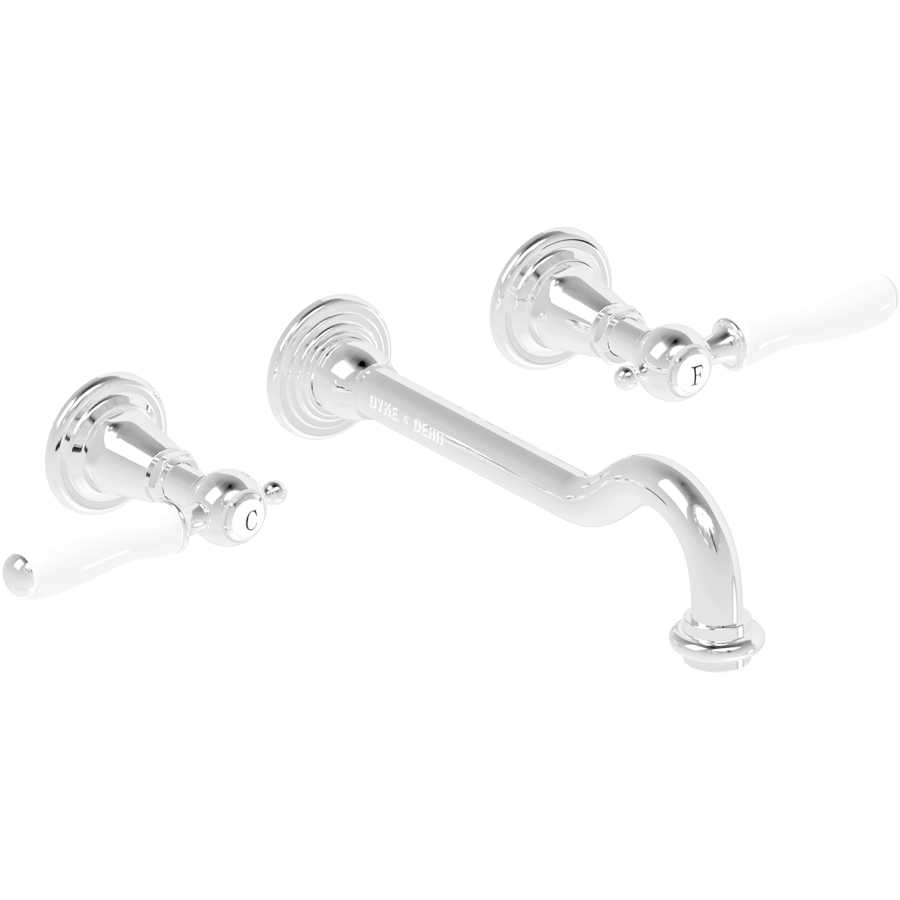 WALL MOUNTED SPOUT DROP PORCELAIN LEVER TAPS - DYKE & DEAN