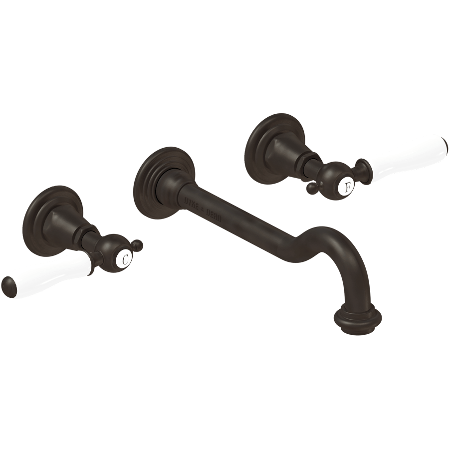 WALL MOUNTED SPOUT DROP PORCELAIN LEVER TAPS - DYKE & DEAN