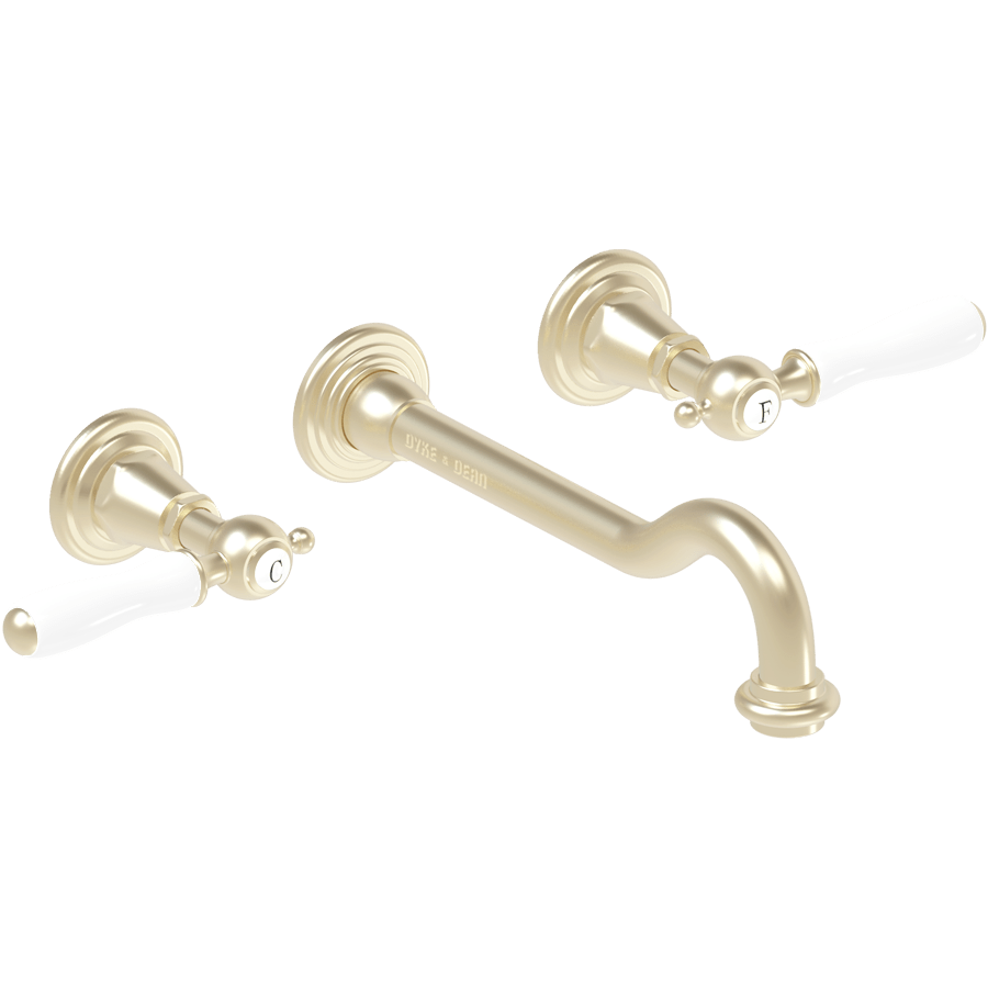 WALL MOUNTED SPOUT DROP PORCELAIN LEVER TAPS - DYKE & DEAN