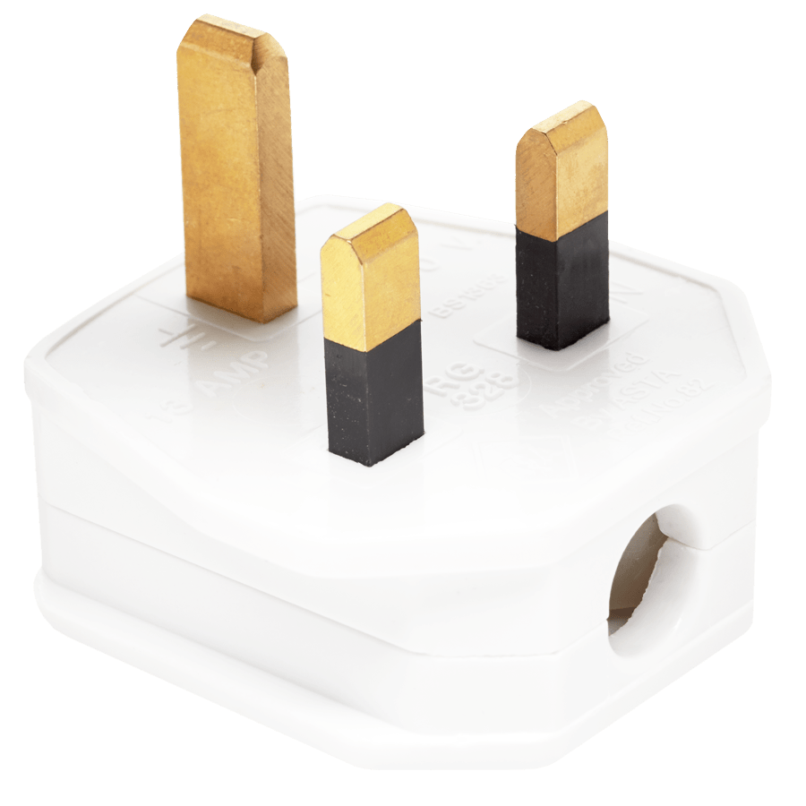 WHITE PLASTIC PLUG 3AMP - DYKE & DEAN