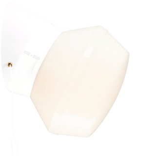 WHITE PULL CORD SWITCHED REARWIRED WALL LAMPS - DYKE & DEAN