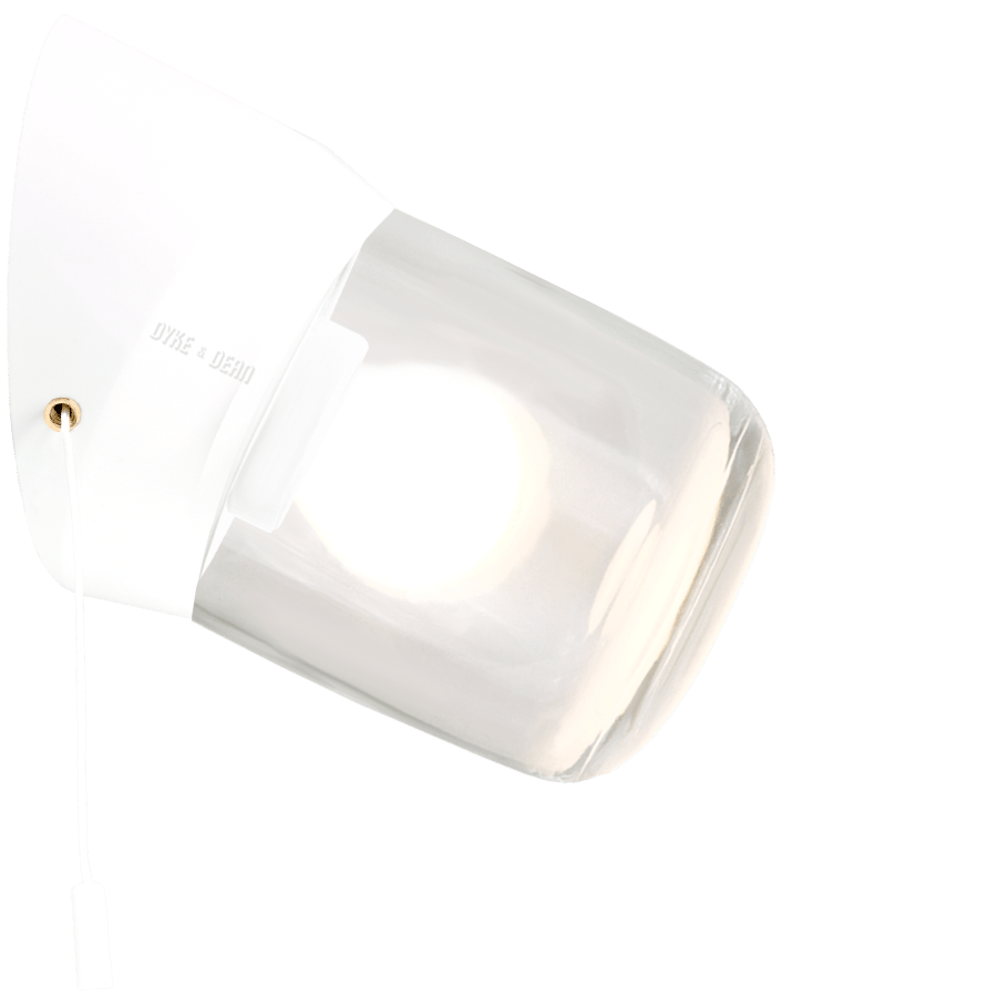 WHITE PULL CORD SWITCHED REARWIRED WALL LAMPS - DYKE & DEAN