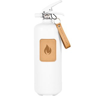 WHITE TAN LEATHER CLASSIC FIRE EXTINGUISHER - DYKE & DEAN