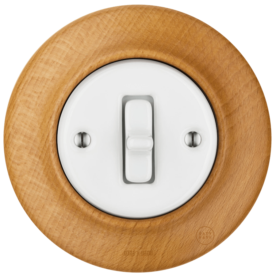 WOODEN PORCELAIN WALL LIGHT SWITCH FAGUS TOGGLE - DYKE & DEAN