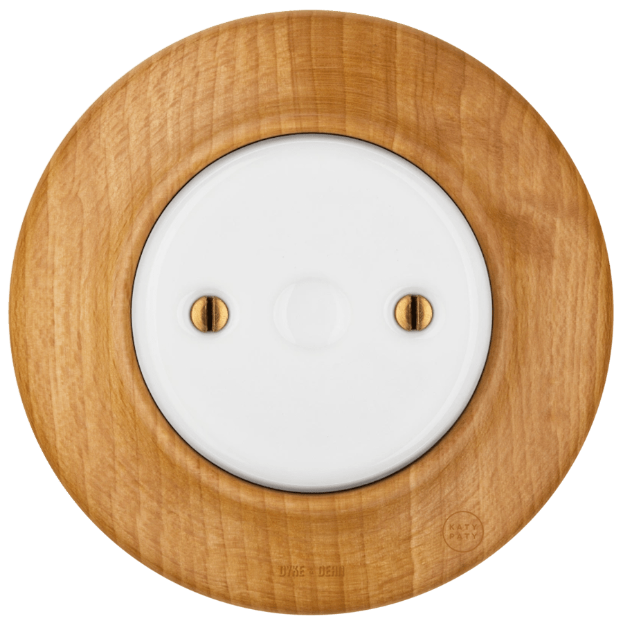 WOODEN PORCELAIN WALL SOCKET FAGUS END PLUG - DYKE & DEAN