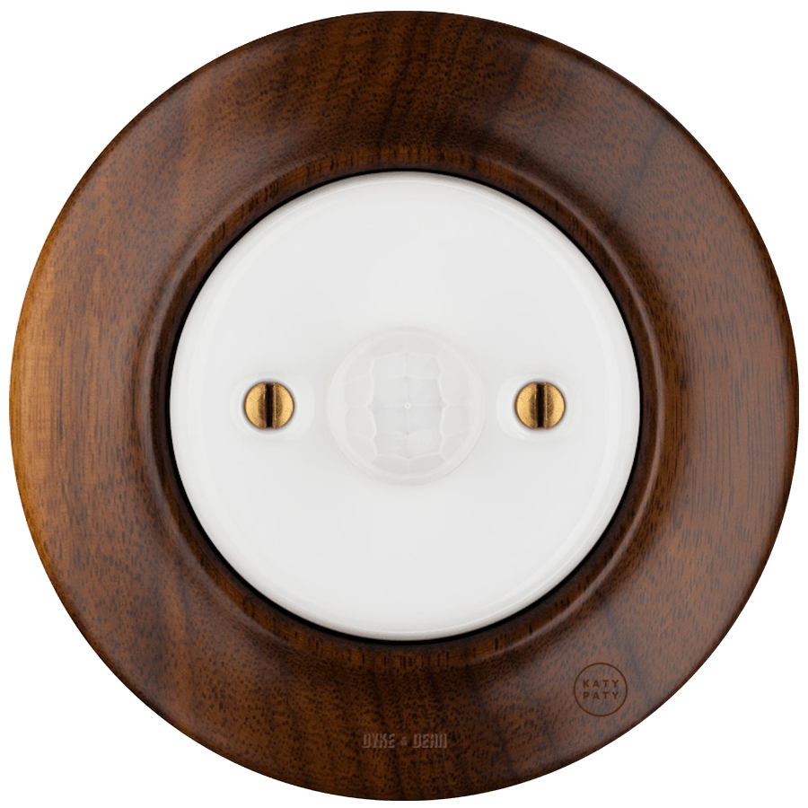 WOODEN PORCELAIN WALL SOCKET NUCLEUS MOTION SENSOR - DYKE & DEAN