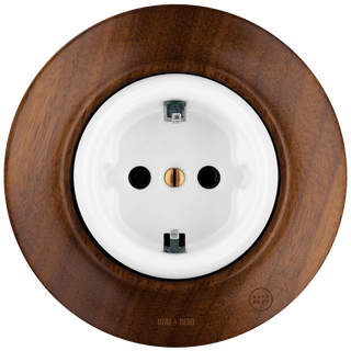 WOODEN PORCELAIN WALL SOCKET NUCLEUS SCHUKO - DYKE & DEAN