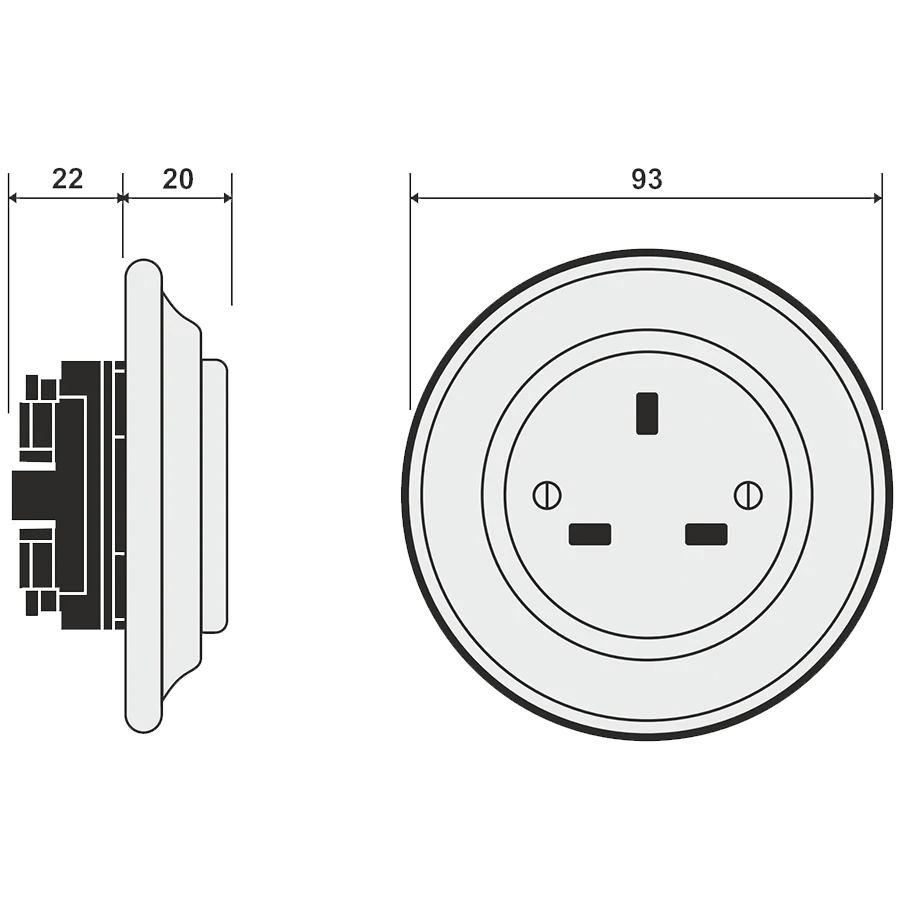 WOODEN PORCELAIN WALL SOCKET ROBUS UK - DYKE & DEAN