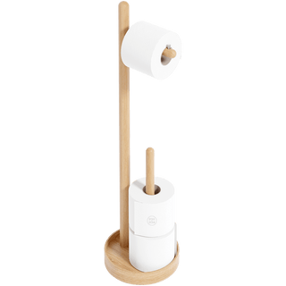 YOKU FREESTANDING ROUND TOILET ROLL HOLDER NATURAL OAK - DYKE & DEAN